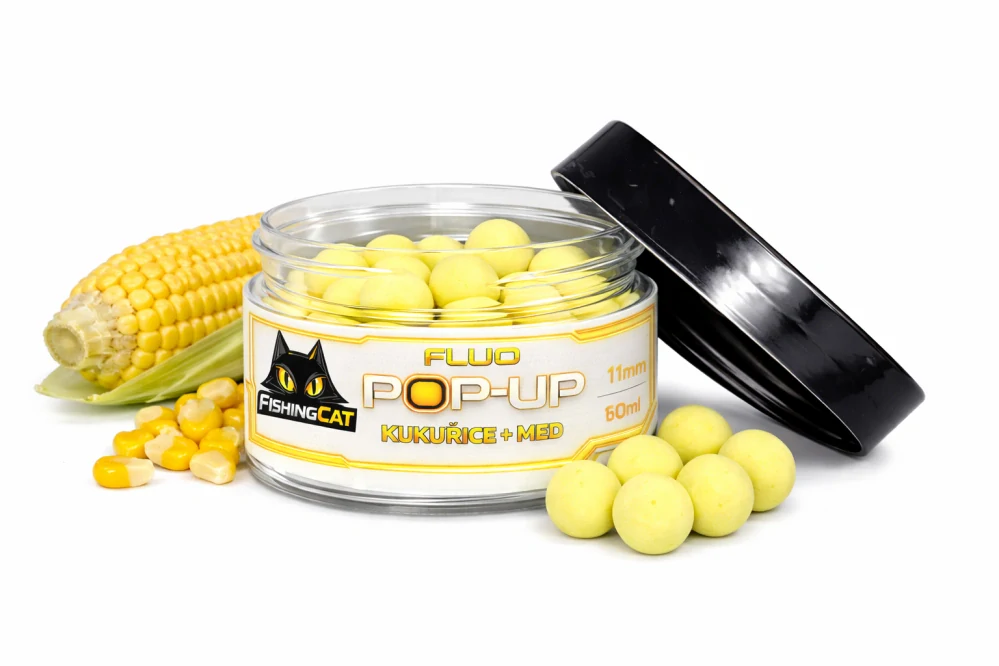 FishingCat Kukuřice + Med 11mm 60ml Pop-Up Boilies