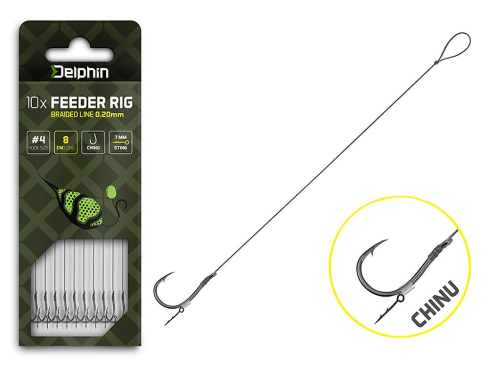 Feederový návazec Delphin Braided Sting / 10ks 8cm/0,14mm/Chinu #8