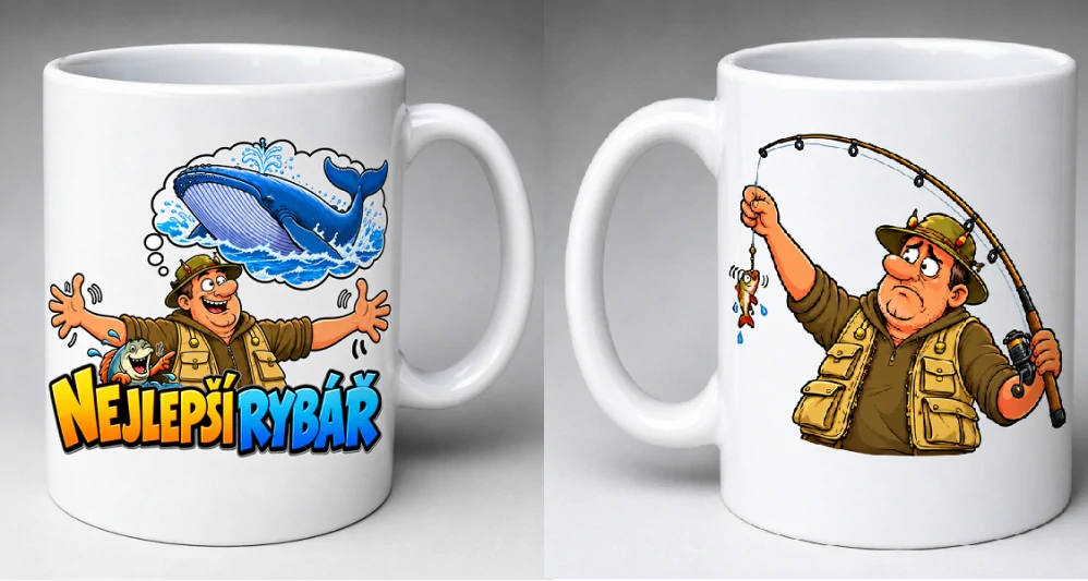 Vtipný hrnek pro rybáře „Nejlepší rybář vs. realita" 330ml