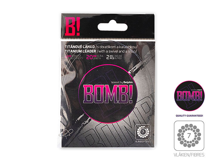 Titanové lanko 1x7 BOMB! s obratl. a karab. 2ks/30cm/9kg