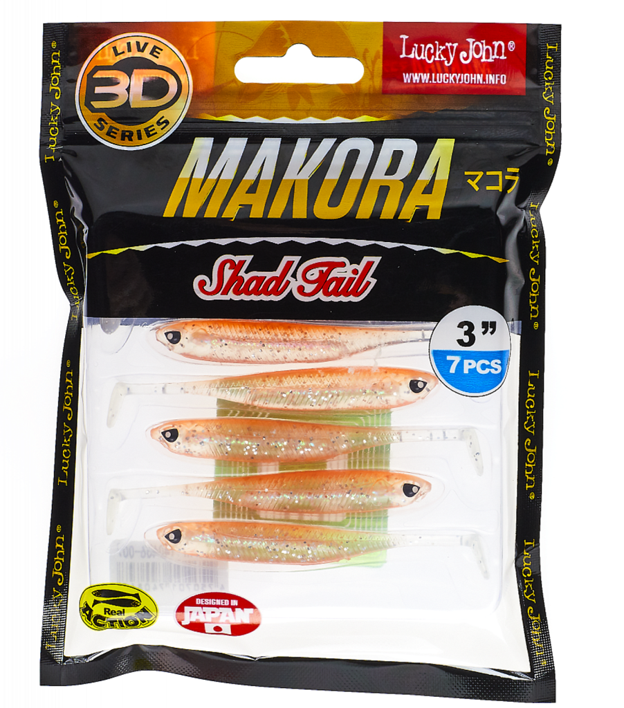 Lucky John 3D Makora Shad Tail 3" barva 001 7ks