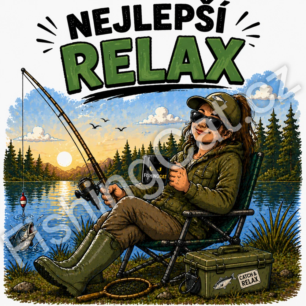 Hrnek pro rybářku „Nejlepší relax“ růžový 330 ml