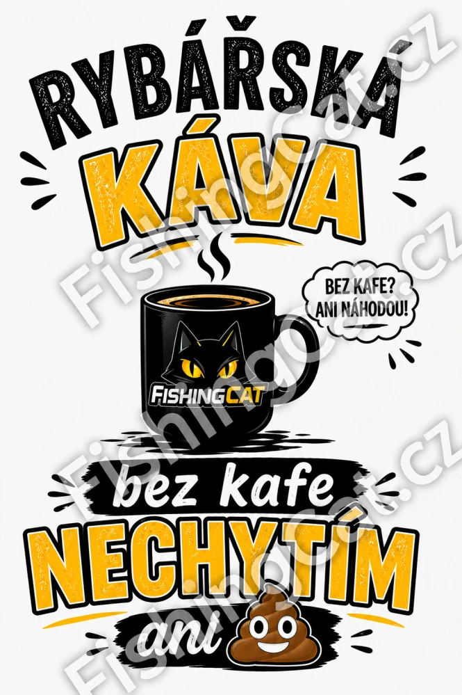 Vtipný hrnek pro rybáře „Bez kafe nechytím ani ...“ 330 ml