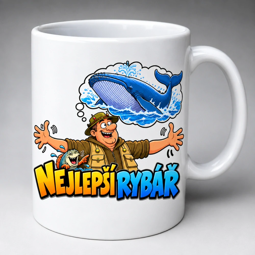 Vtipný hrnek pro rybáře „Nejlepší rybář vs. realita" 330ml