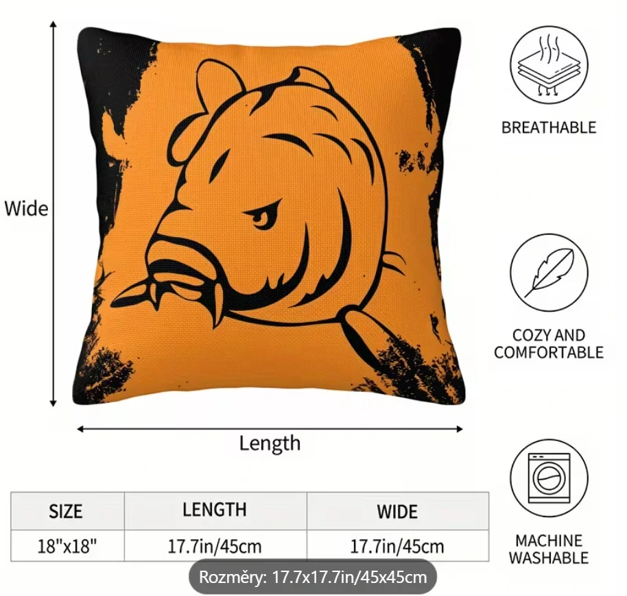 Jednodílný potah na polštář Kapr / oranžový
