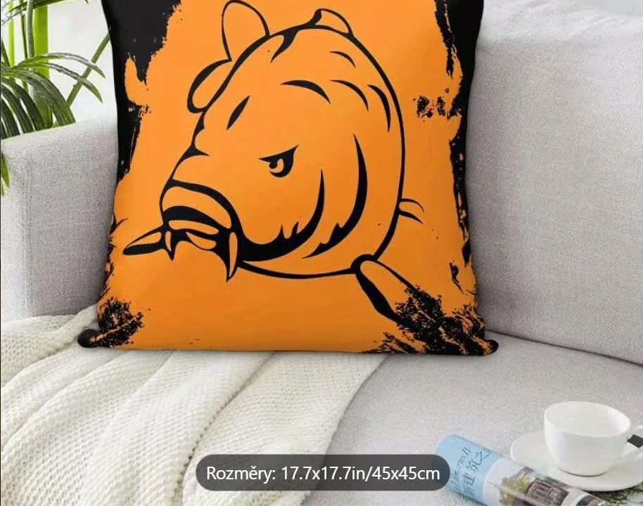 Jednodílný potah na polštář Kapr / oranžový