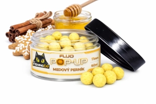 FishingCat Medový perník 11mm 60ml Pop-Up Boilies
